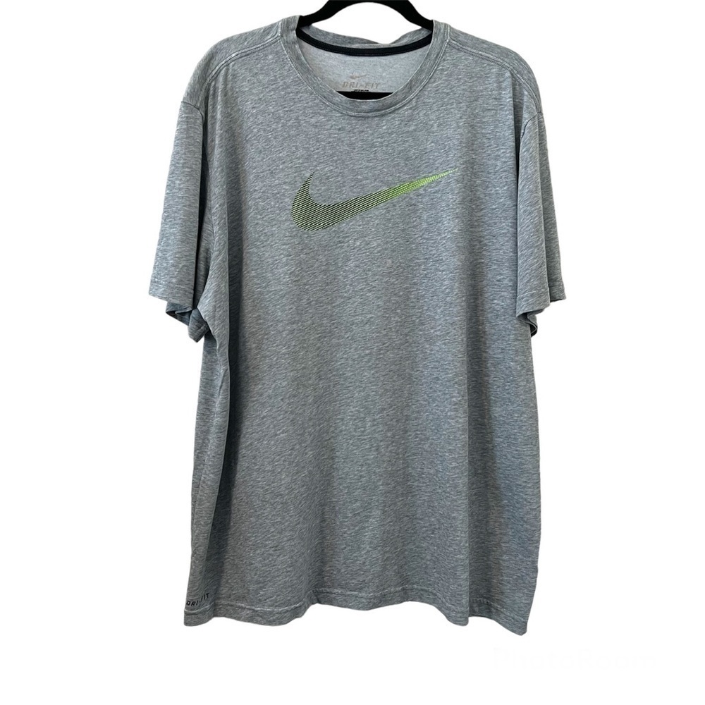 Nike Dri-Fit Gray & Yellow Swoosh Logo Shirt